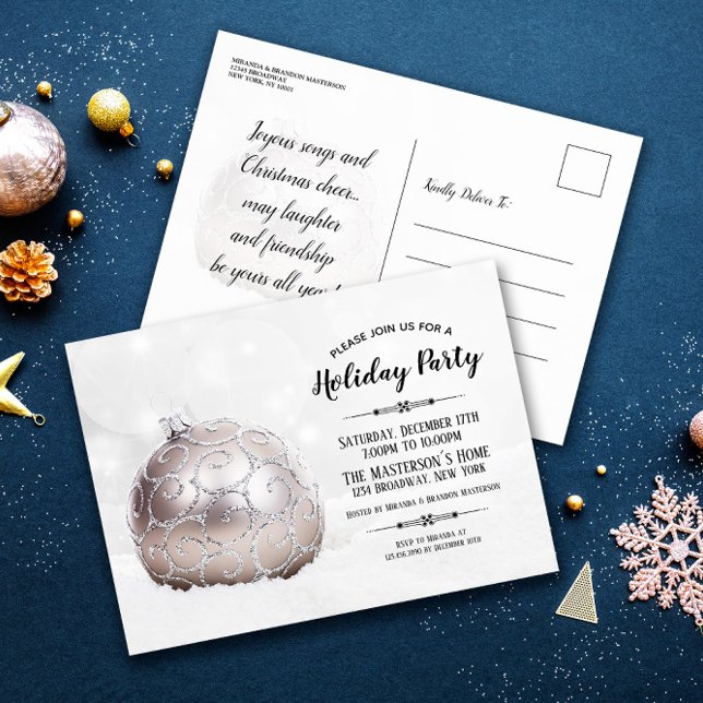Holiday party white winter wonderland invitation (Creator Uploaded)