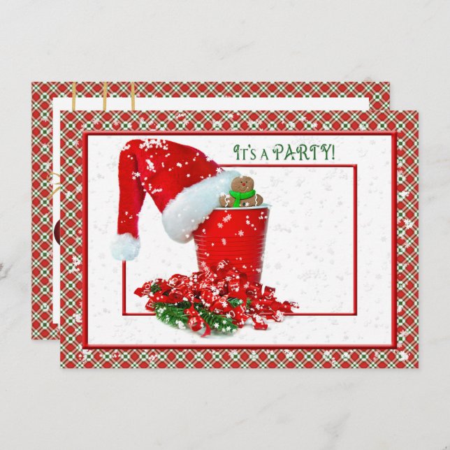Holiday Party with red party cup Invitation (Front/Back)