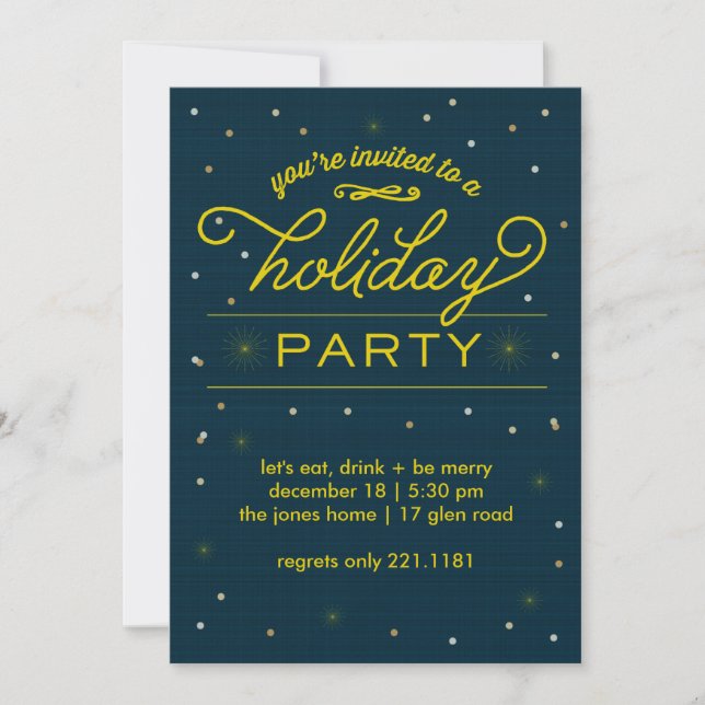 Holiday Party Yellow Bursts Invitation (Front)