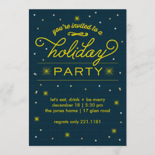 Holiday Party Yellow Bursts Invitation