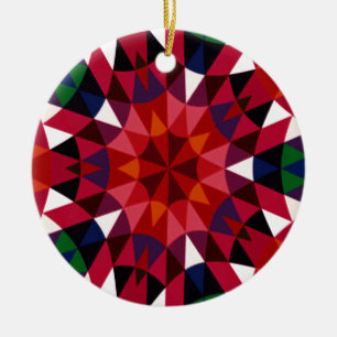 Holiday Pattern Ceramic Ornament