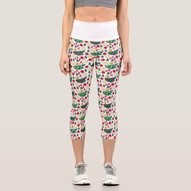 Holiday Pattern High Waisted Capris (Front)