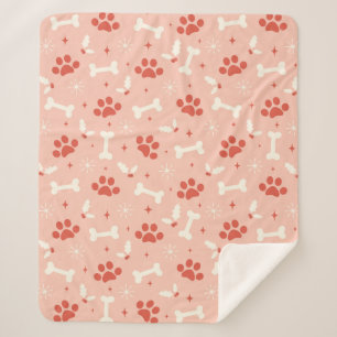 Holiday Paws & Bones Christmas Pattern Sherpa Blanket