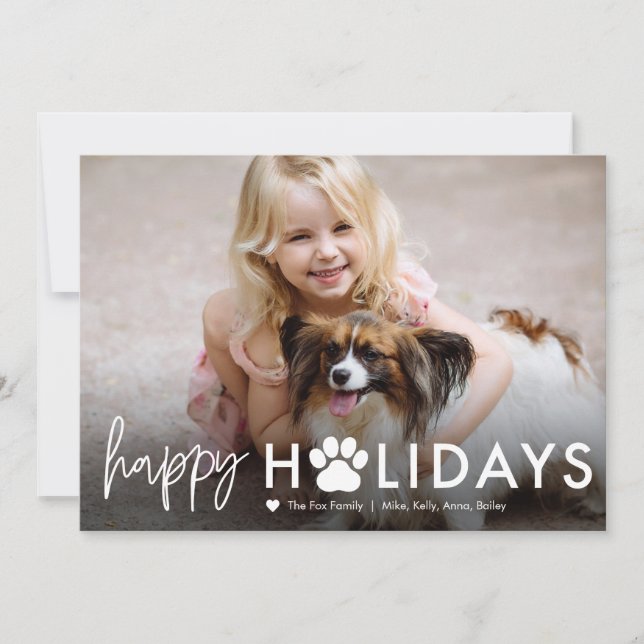 Holiday Paws EDITABLE COLOR Pet Holiday Cards (Front)