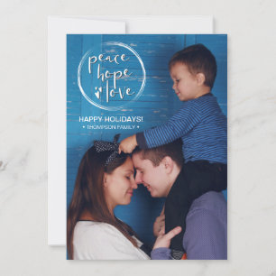 HOLIDAY   PEACE HOPE LOVE   FAMILY PHOTO INVITATION