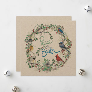 Holiday Peace On Earth Birds Wreath