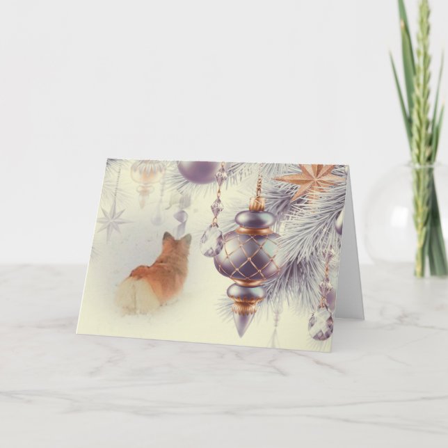 Holiday Pembroke Welsh Corgi in the Snow (Front)