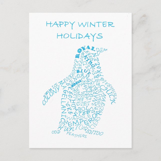 Holiday Penguin Calligram (Front)