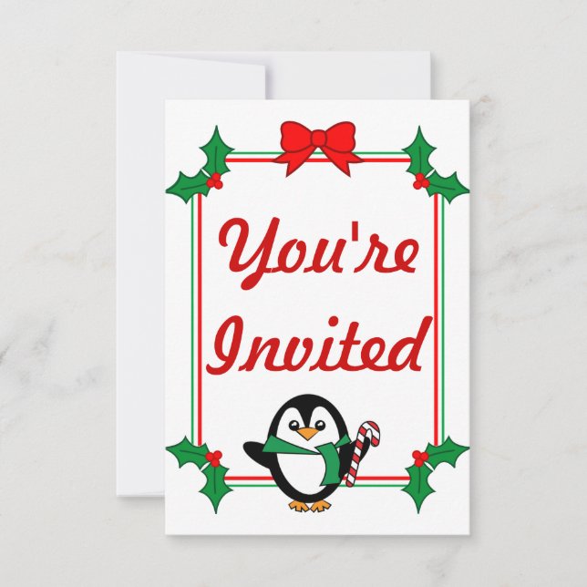 Holiday Penguin Party Invites (Front)