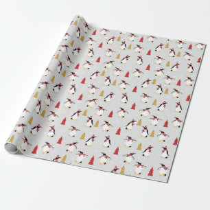 Holiday Penguin Pattern Wrapping Paper