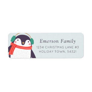 Holiday Penguin Return Address Label