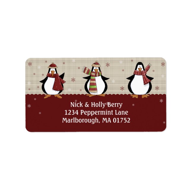 Holiday Penguins Address Label (Front)