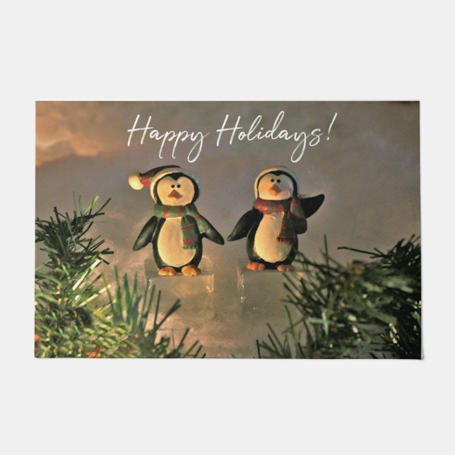 Holiday Penguins Doormat (Front)