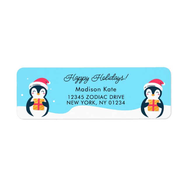 Holiday Penguins Return Address labels (Front)