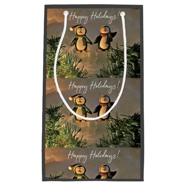 Holiday Penguins Small Gift Bag (Front)