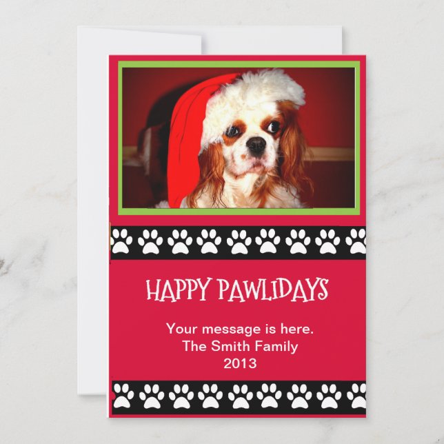 Holiday Personalizable Photo Card - Happy Pawliday (Front)