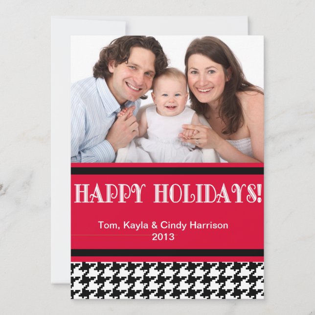 Holiday Personalizable Photo Card - Houndstooth (Front)