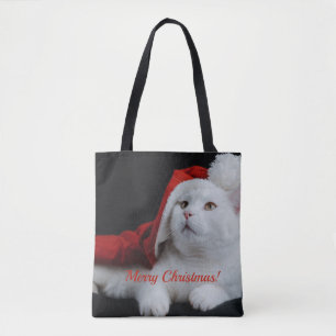 Holiday pet personalised photo christmas tote bag