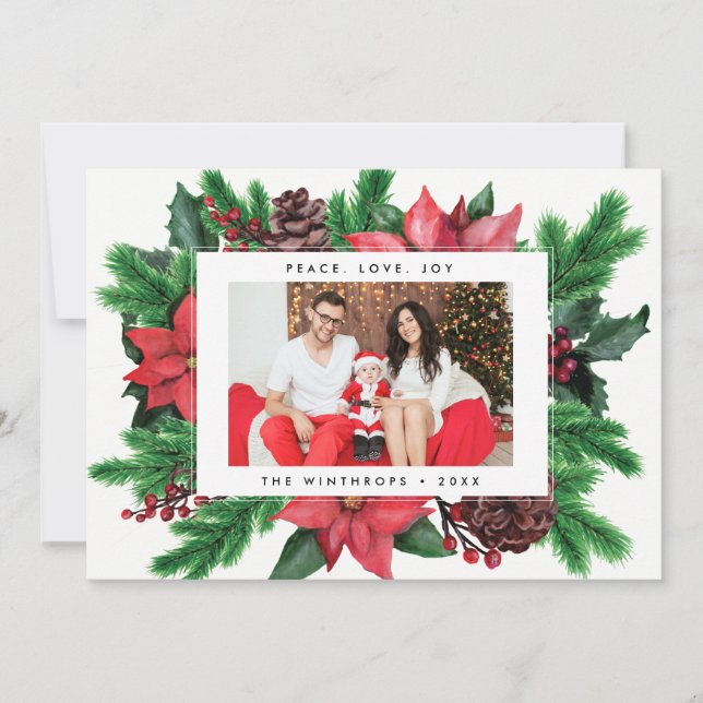 HOLIDAY PHOTO CARD | Minimal Modern Pine Christmas (Front)