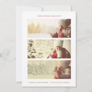 HOLIDAY PHOTO CARD   Modern Minimal Red Christmas