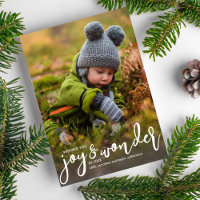 Holiday Photo Christmas Joy & Wonder Hand-Lettered