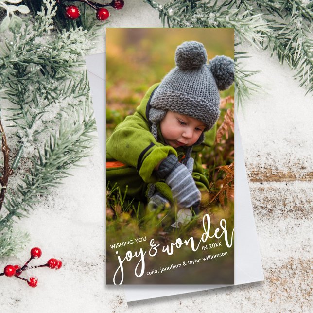 Holiday Photo Christmas Joy & Wonder Hand-Lettered (Creator Uploaded)