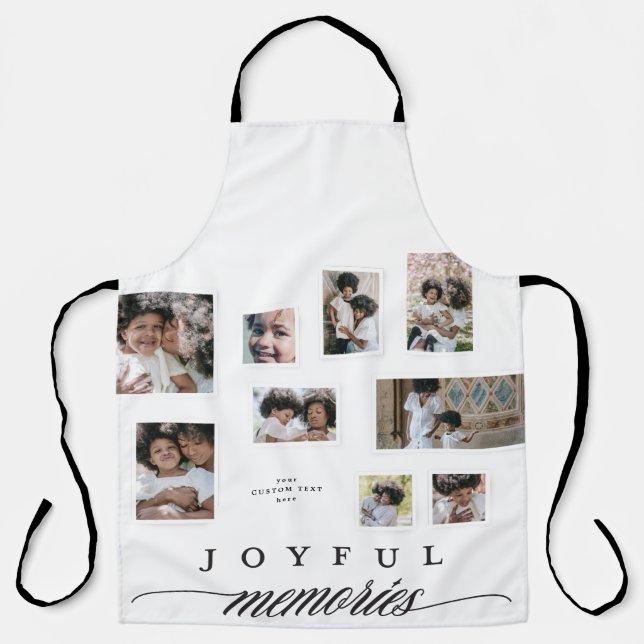 Holiday Photo Collage Modern Joyful Christmas Apron (Front)
