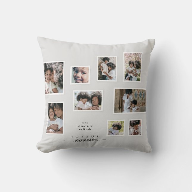 Holiday Photo Collage Modern Joyful Moments Cushion (Front)