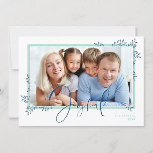 HOLIDAY PHOTO elegant botanical mint joyful Card