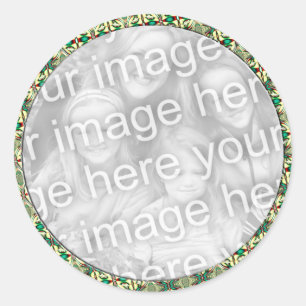 Holiday Photo Frame Classic Round Sticker