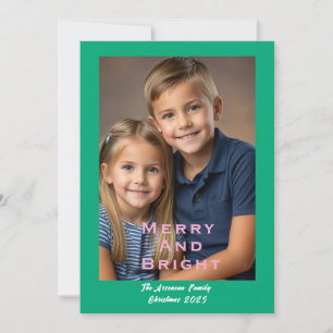 Holiday Photo 'Merry & Bright Blue Personalise Card