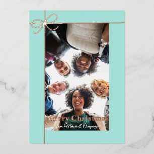 Holiday Photo Mint Green Rose Gold Real