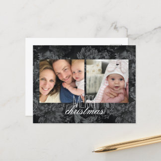 Holiday Photo Postcard dark floral wallpaper