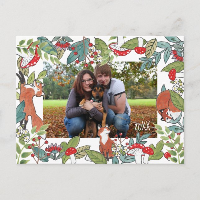 Holiday Photo Postcard Fox Woodland Design (Front)