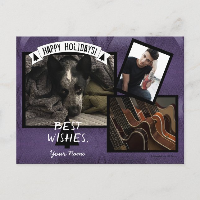 Holiday Photo Postcard Purple (Front)