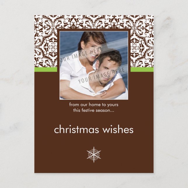 HOLIDAY PHOTO POSTCARD :: simply damask 4P (Front)