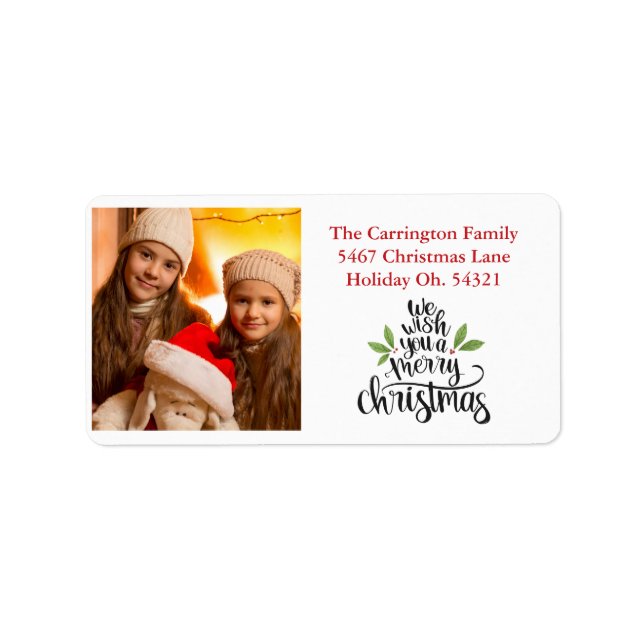 Holiday Photo We Wish You Merry Christmas Address Label (Front)