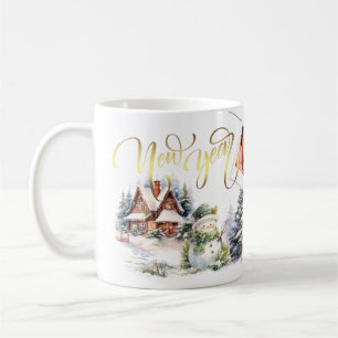 Holiday Photos on New Year's Coffee Mug Foil Style