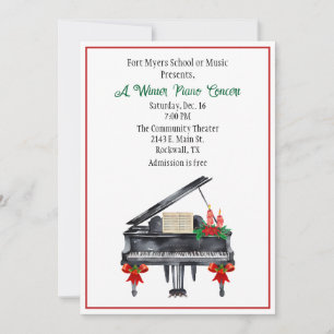 Holiday Piano Music Concert Recital Invitation