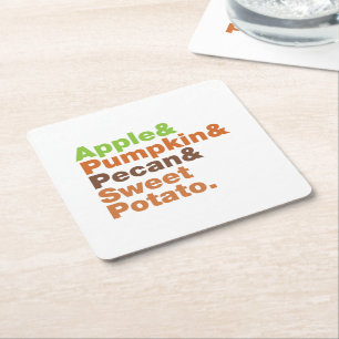 Holiday Pies ~ Festive Xmas Thanksgiving Christmas Square Paper Coaster