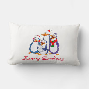 Holiday Pillow-Merry Penguins Lumbar Cushion