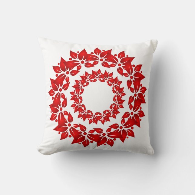 Holiday Pillow-Poinsettia Wreath Cushion (Front)