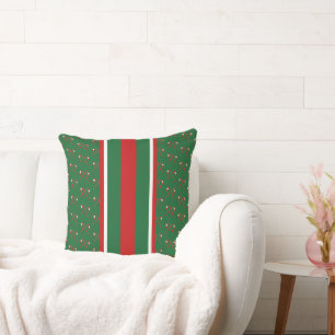 Holiday Pillow, Red White Green Cushion