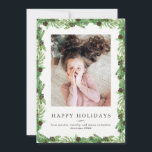 Holiday Pine and Chalkboard | Christmas Photo<br><div class="desc">This lovely Christmas card features green watercolor pine branches with brown pinecones and a trendy black chalkboard look on the back. Add your favourite personal photo. Art via LABFcreations.</div>