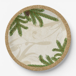 Holiday Pine Boughs Comfort and Joy Paper Plate