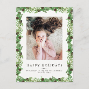 Holiday Pine Christmas Photo Postcard
