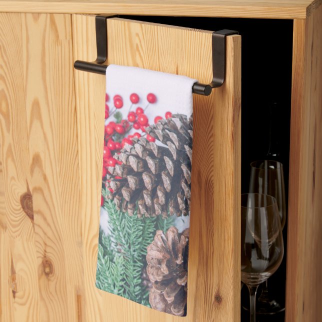 Holiday Pine Cone Collection Tea Towel (Thirds Fold)