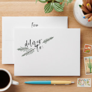 Holiday Pine Deliver To Return Address Christmas Envelope