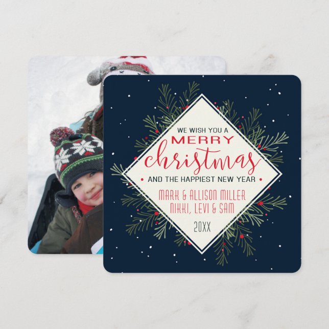 Holiday Pine & Midnight Snow | Photo Card (Front/Back)