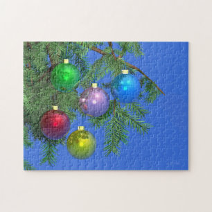 Holiday Pine on Blue Jigsaw Puzzle